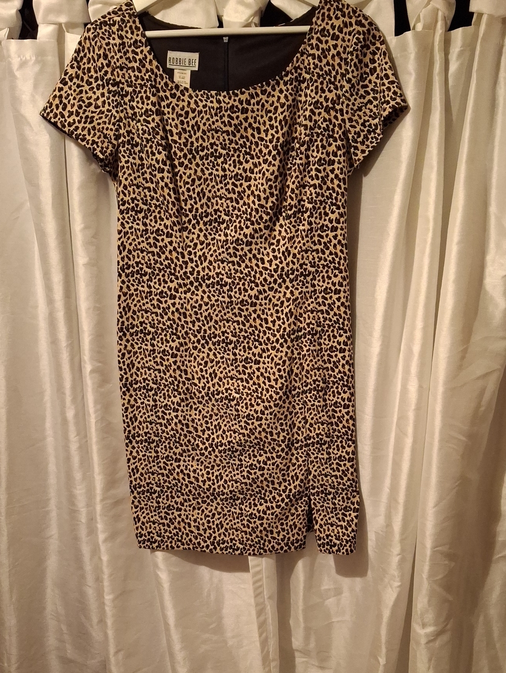 Robbie Bee Leopard Print Dress in Tan and Black